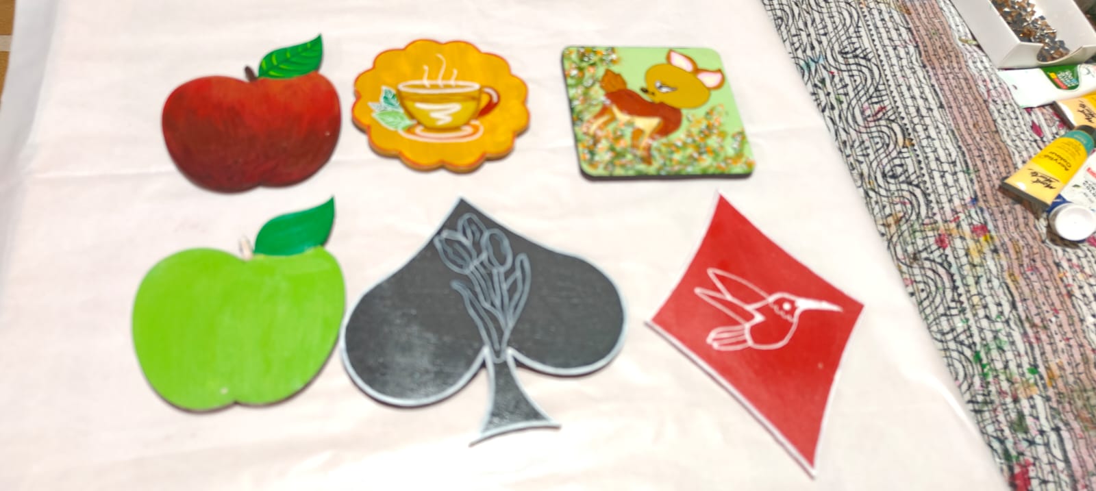 Coasters, Acrylic On Wood